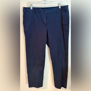 Talbots Navy Blue Tan Polka Dot Weekend Chino Pants Size 14P